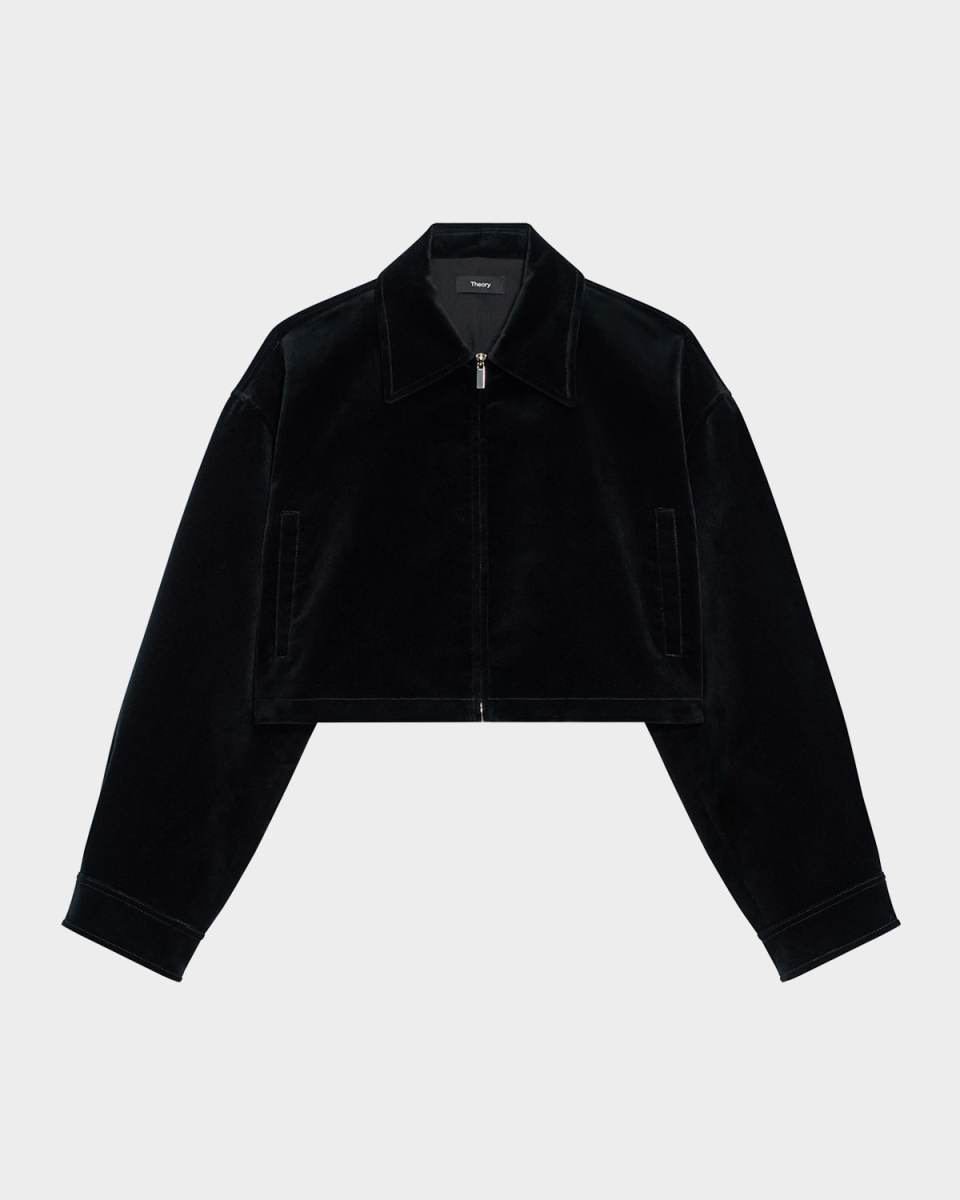 Velvet Zip-Up Crop Jacket